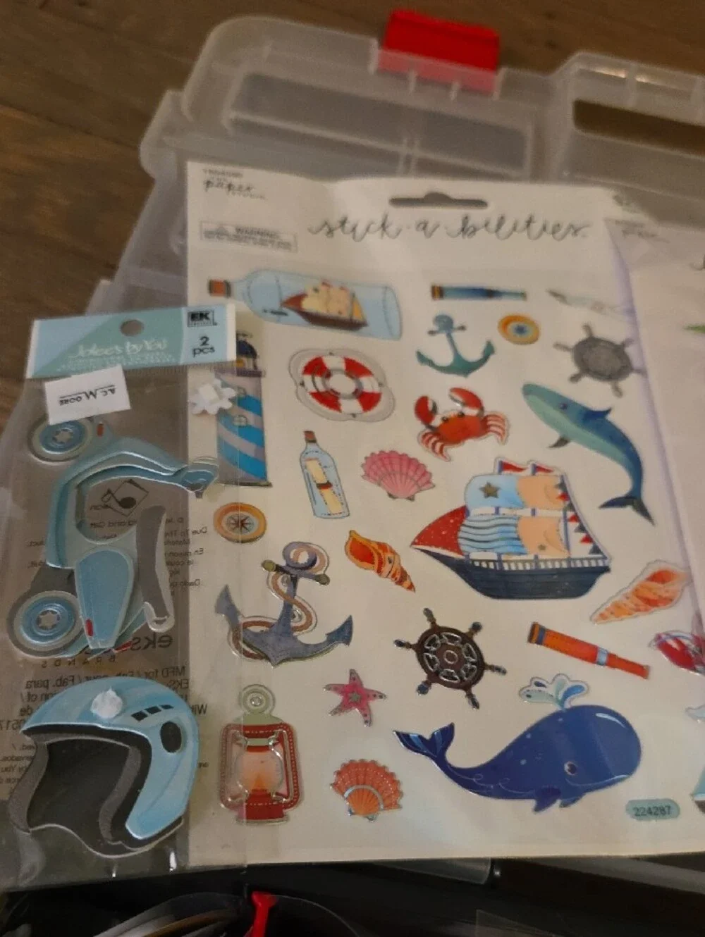 Assorted Scrapbooking Stickers and Embellishments W/ Storage Case : All NEW